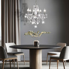 Maison Ornate Elegant 5-branch Chrome Crystal Dining Room Chandelier, classic chrome with sparkling crystal accents.