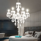 Maison Ornate 6-Arm Crystal Chandelier with elegant ornaments, sparkling crystals, and intricate detailing.