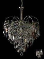 Maison Ornate Modern Crystal Chandelier in gold and silver with intricate real crystal accents.