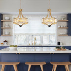 Maison Ornate Elegant Five-Light Glass Crystal Chandelier E14, striking glass and crystal pendant lighting fixture.