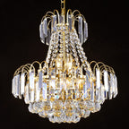 The Maison Ornate 60 cm chandelier with golden finish and multiple tiers of K9 crystal prisms.
