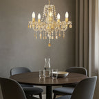 Maison Ornate Baroque Style Crystal Chandelier with adjustable chain, elegant crystal details throughout.