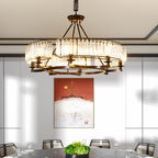 Maison Ornate Black Metal Multi-Pendant Crystal Industrial Chandelier with cascading lights and modern crystal accents.