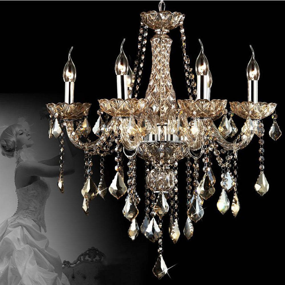 Maison Ornate K9 Crystal Chandelier with maple leaf design and multiple arms, elegant lighting fixture.