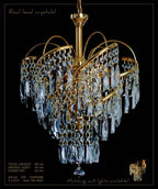 Maison Ornate Modern Crystal Chandelier features a tiered design with real lead crystal prisms.