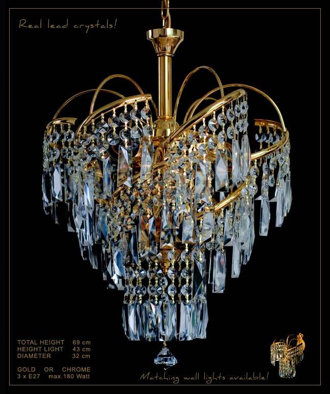 Maison Ornate Modern Crystal Chandelier features a tiered design with real lead crystal prisms.