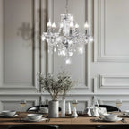 Maison Ornate Elegant 5-branch Chrome Crystal Dining Room Chandelier with sparkling crystal details.