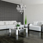 Maison Ornate’s Elegant 5-branch Chrome Crystal Dining Room Chandelier hanging in the living room.
