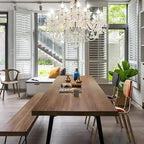 Elegant 6-Arm Crystal Dining Room Chandelier by Maison Ornate with sparkling crystal accents.