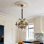 Maison Ornate antique crystal chandelier with brass structure and 12 arms, elegant classic lighting.