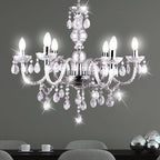 Maison Ornate Crystal Dining Room Chandelier features reflective tassels and a luxurious crystal design.