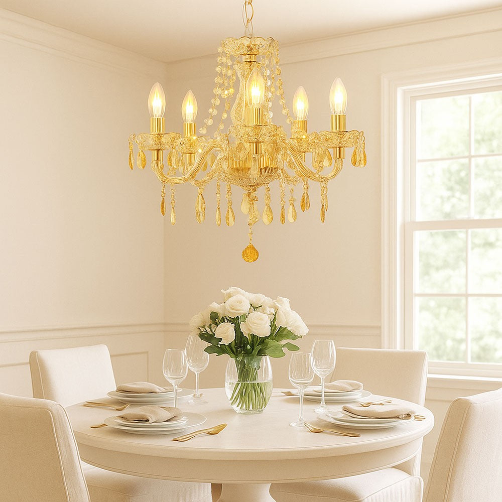 Maison Ornate Baroque Style Crystal Chandelier with Adjustable Chain, elegant crystal details and classic design.