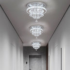 Three Maison Ornate Crystal Ball Chandeliers, ceiling-mounted with LED contemporary design, elegantly illuminate.