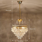 Luxurious gold crystal chandelier, 90 cm hanging length, 40 cm high, 35 cm wide—elegant lighting statement.