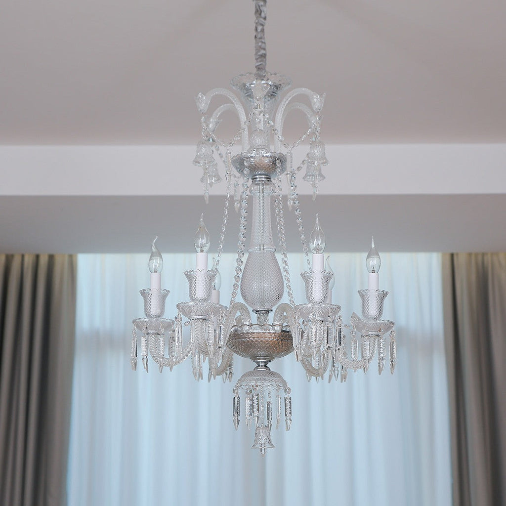 Maison Ornate Crystal Chandelier with 6/8/10 transparent arms and E14 bulbs, elegant lighting fixture.