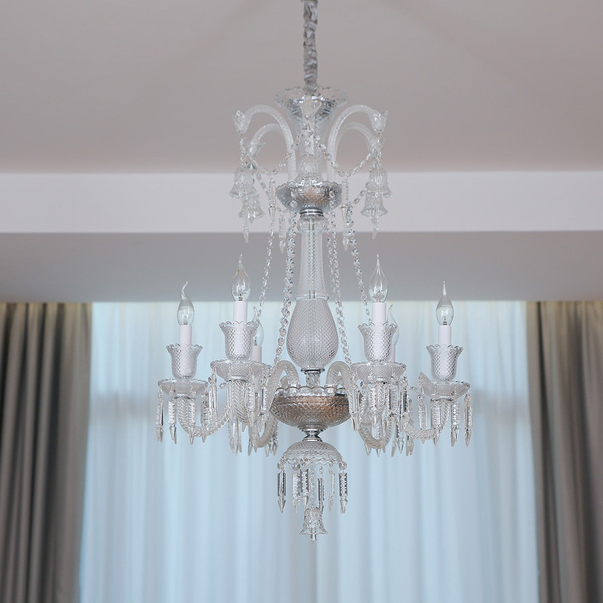 Maison Ornate Crystal Chandelier with 6/8/10 transparent arms and E14 bulbs, elegant lighting fixture.