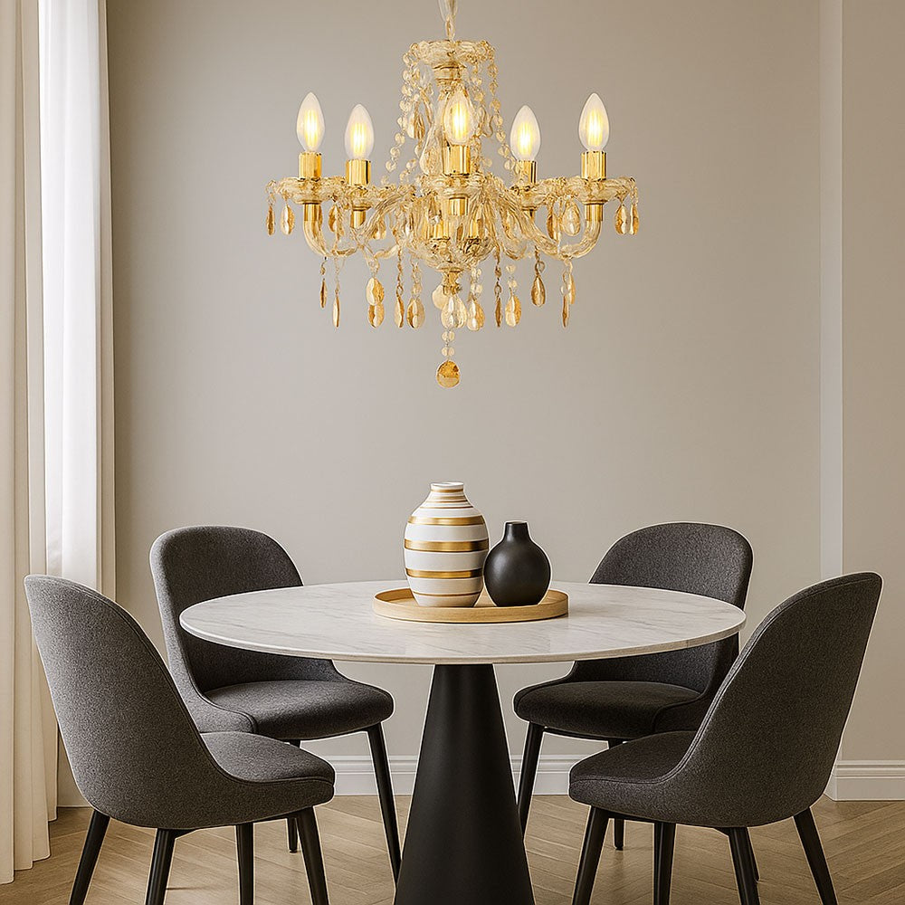 Maison Ornate Baroque Style Crystal Chandelier with adjustable chain, elegant lighting centerpiece.