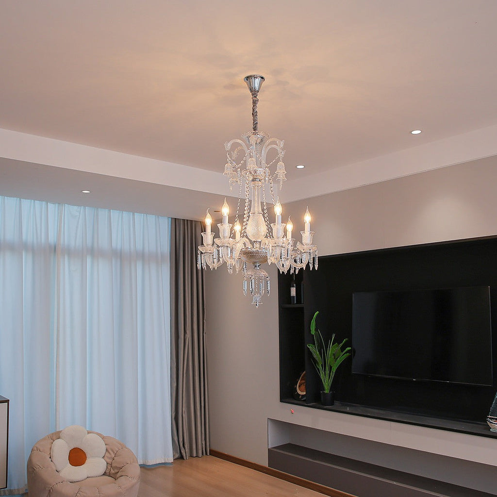Maison Ornate Crystal Chandelier with 6, 8, or 10 transparent arms and elegant crystal detailing.