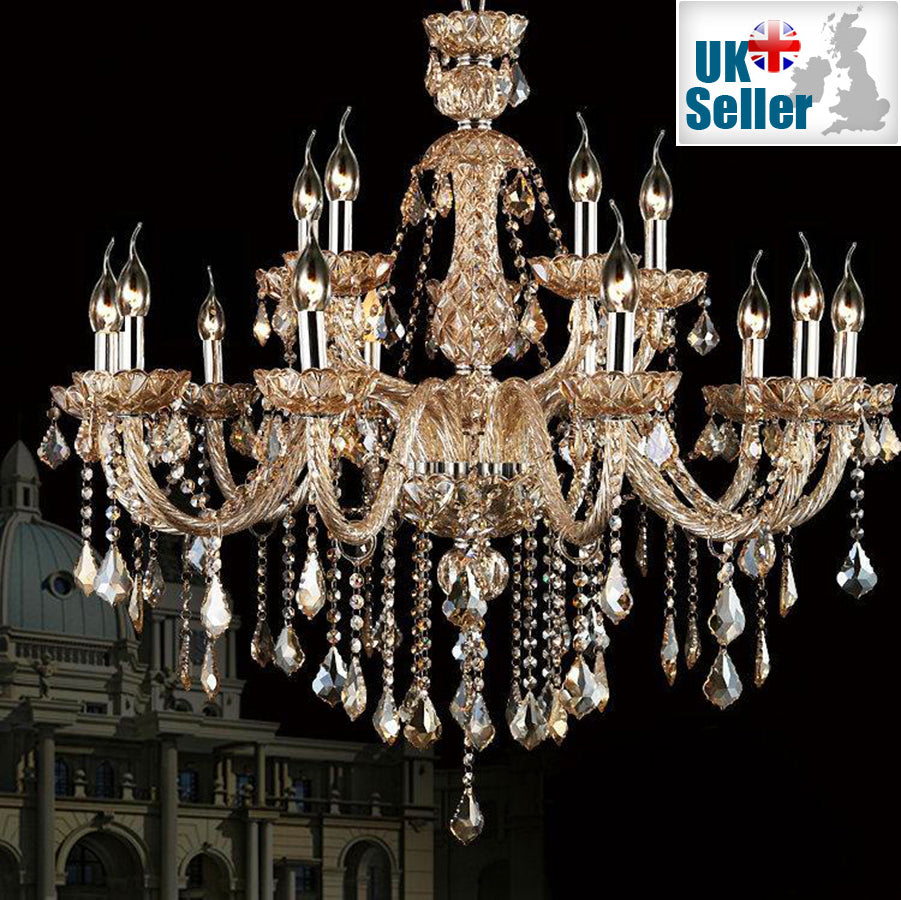 CHAMPAGNER Ahornblatt Original K9 Kristall Kronleuchter 6, 8, 10, 8+4,10+5 armige Leuchten-