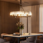 Maison Ornate Black Metal Multi-Pendant Crystal Industrial Chandelier with intricate crystal and black metal design.