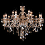 Maison Ornate K9 Crystal Champagne Chandelier with candle-style bulbs and sparkling K9 prisms.