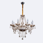 Maison Ornate 8-Arm Crystal Chandelier with elegant glass, crystal accents, and gold chain.