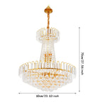 Empire Style chandelier with gold tassels and crystals, tiered, 70 cm tall, 60 cm wide.