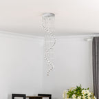 Maison Ornate Crystal Ball Chandelier with Chrome Spiral Suspension, cascading crystal beads and elegant modern design.