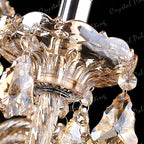 Close-up of Maison Ornate K9 Crystal Champagne Multi-Arm Chandelier with detailed glass and crystal prisms.