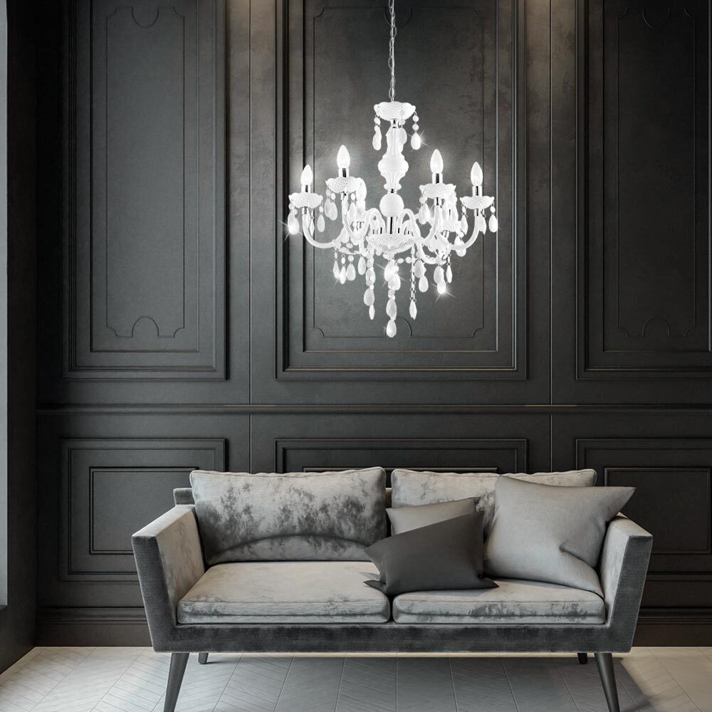 Maison Ornate 6-Arm Crystal Chandelier with elegant crystal ornaments, exuding sophisticated luxury.