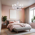 Maison Ornate Elegant Crystal Pendant Light for Dining Room Chrome, luxurious chandelier with sparkling crystals.