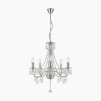 Maison Ornate Crystal Chandelier with five candle-style lights and sparkling crystal accents.