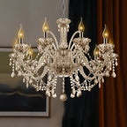 Maison Ornate Crystal Chandelier with 10 arms, floral detailing, and hanging crystal accents.