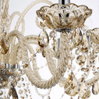 Maison Ornate Crystal Chandelier with 10 arms, twisted glass, and amber pendants for a luxurious look.