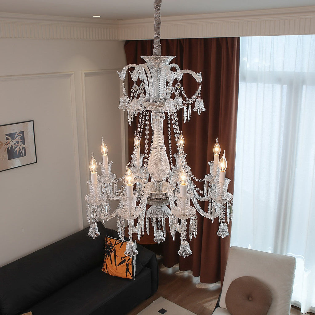 Maison Ornate Crystal Chandelier with 6, 8, or 10 transparent arms and elegant crystal detailing.