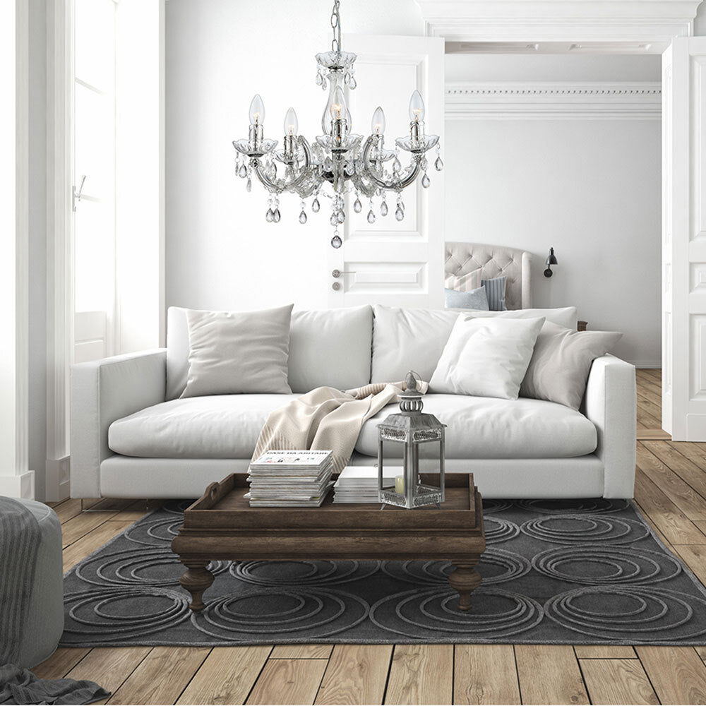 Maison Ornate Elegant Crystal Pendant Light in chrome, a stunning chandelier centerpiece for modern interiors.
