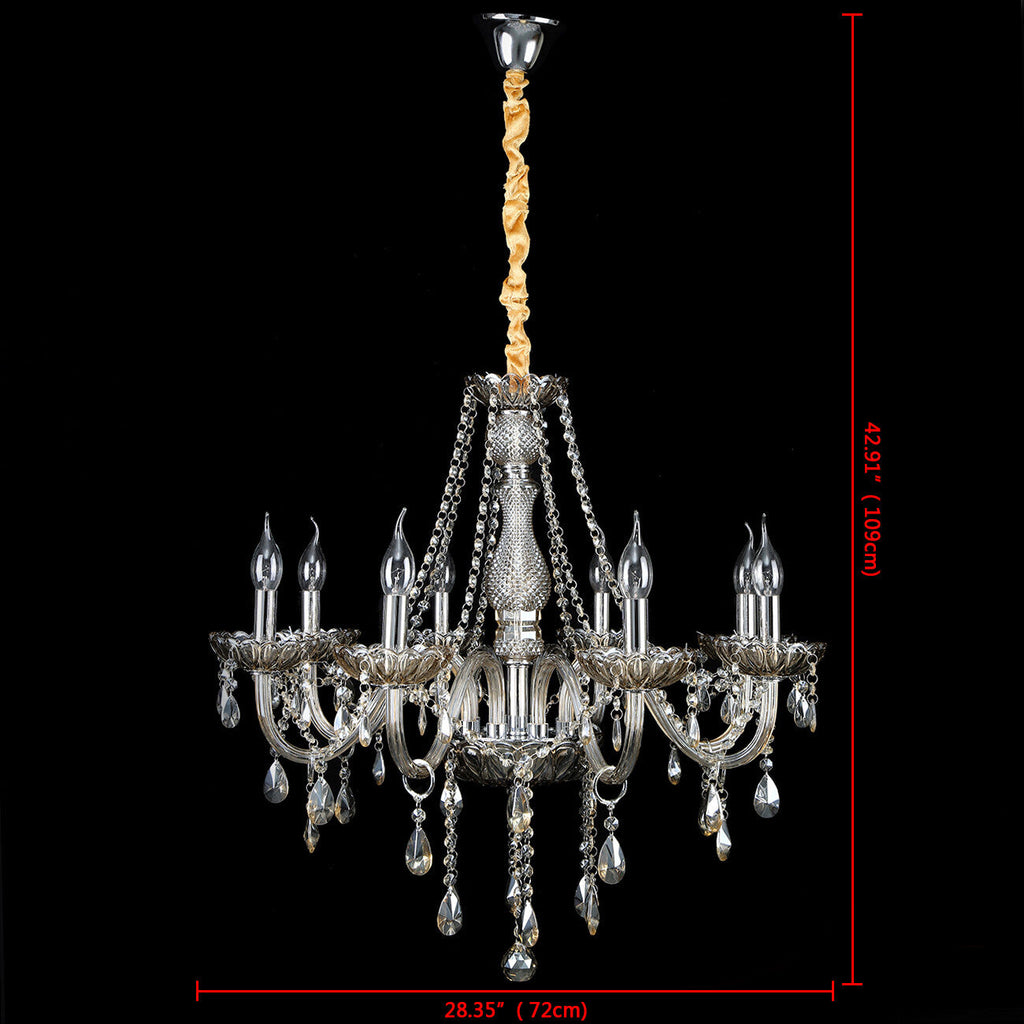 Maison Ornate 8-arm crystal chandelier with candle-style lights and sparkling glass crystal accents.