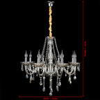 Maison Ornate 8-arm crystal chandelier with candle-style lights and sparkling glass crystal accents.