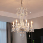 Maison Ornate Crystal Chandelier with eight clear arms and E14 candle bulbs, sophisticated and elegant.