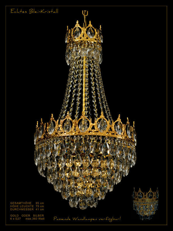 Großer königlicher Kristall Kronleuchter Silber o. Goldfarben Echtes Kristall