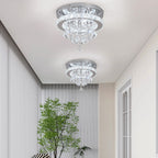 Two Maison Ornate Crystal Ball Chandeliers with LED Contemporary Design suspended from ceiling.