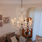 Maison Ornate Crystal Chandelier features 6 transparent arms with intricate detailing and elegant crystal accents.