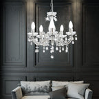 The Maison Ornate Elegant Crystal Pendant Light features chrome accents and sparkling crystal detailing.
