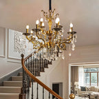 Maison Ornate Modern K9 Crystal Bedroom Chandelier with sparkling crystals and elegant curved metal frame.