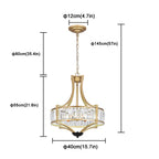 Elegant five-light glass crystal chandelier with 12cm ceiling plate and adjustable 90cm chain, total height 145cm.