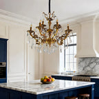 Maison Ornate Gold Multi-Arm Crystal Chandelier shines with sparkling crystals in elegant modern style.