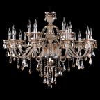Maison Ornate K9 Crystal Champagne Multi-Arm Chandelier with sparkling crystals and candle-style bulbs.