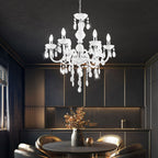 Maison Ornate 6-Arm Crystal Chandelier with elegant ornaments and candle-style bulbs, luxurious lighting centerpiece.