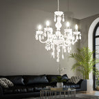 Maison Ornate 6-arm crystal chandelier with elegant white-gleaming ornaments, classic candle-style design.